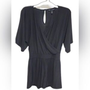 White House Black Market Black Surplice Short Sleeve Tunic